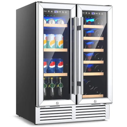 24 Inch Dual Zone Wine and Beverage Cooler-Silver Costway