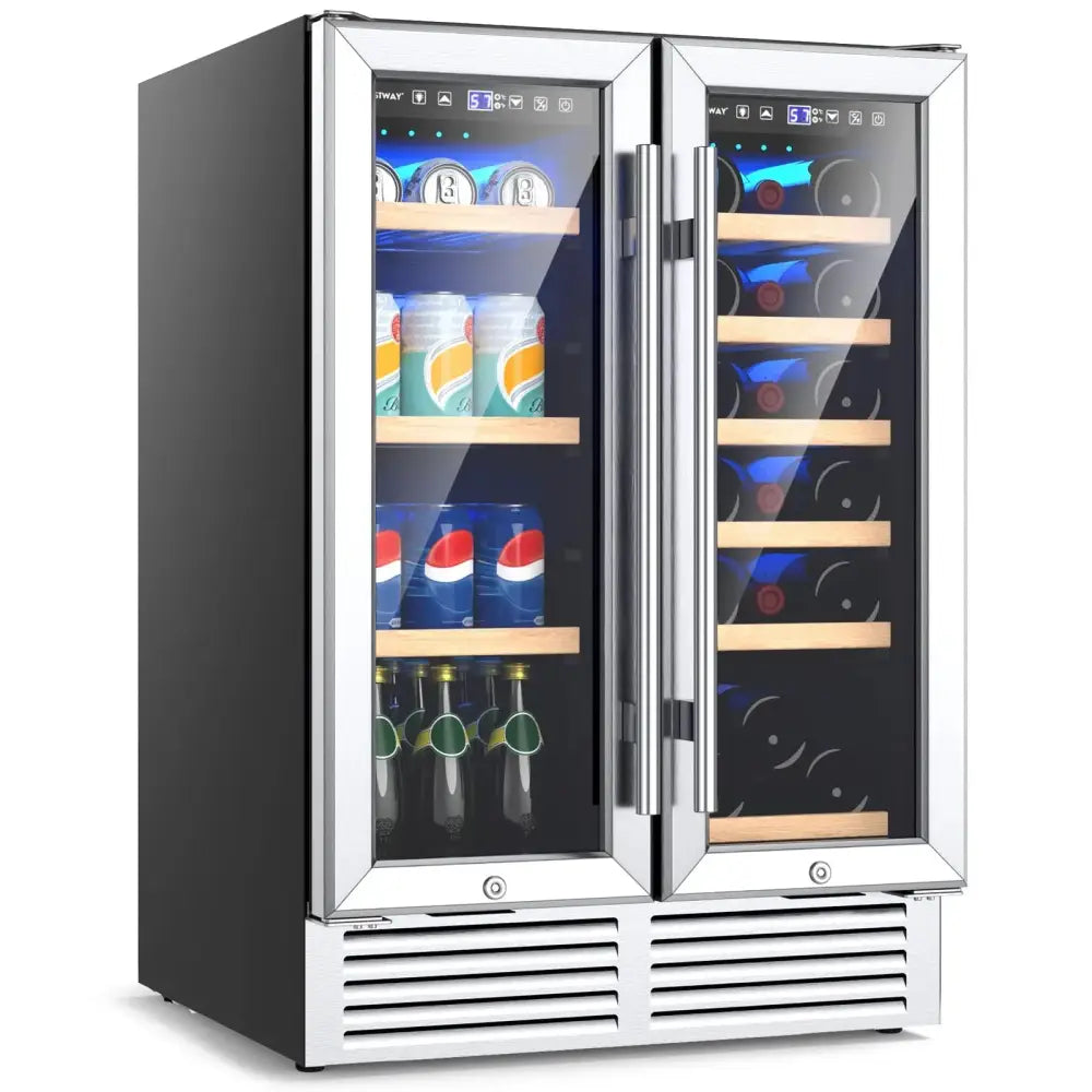 24 Inch Dual Zone Wine and Beverage Cooler-Silver Costway