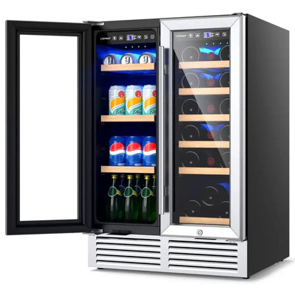24 Inch Dual Zone Wine and Beverage Cooler-Silver Costway