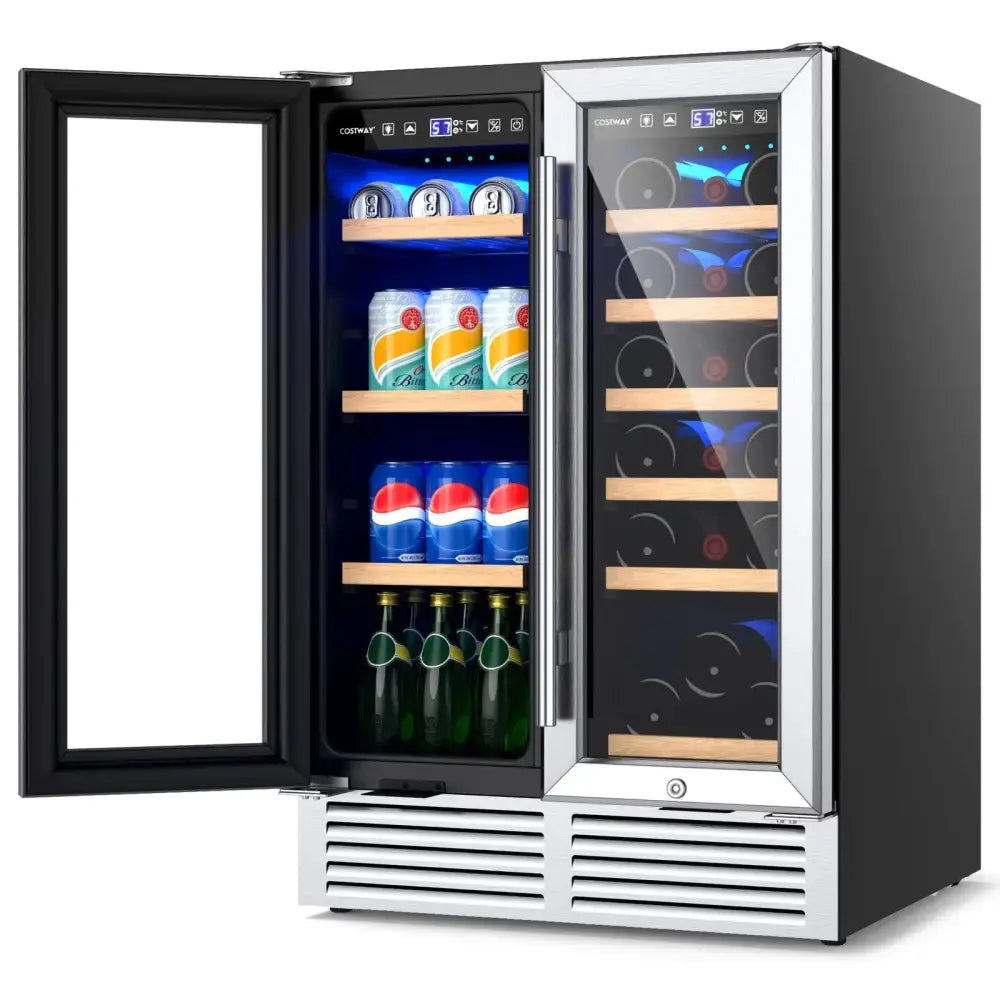 24 Inch Dual Zone Wine and Beverage Cooler-Silver Costway