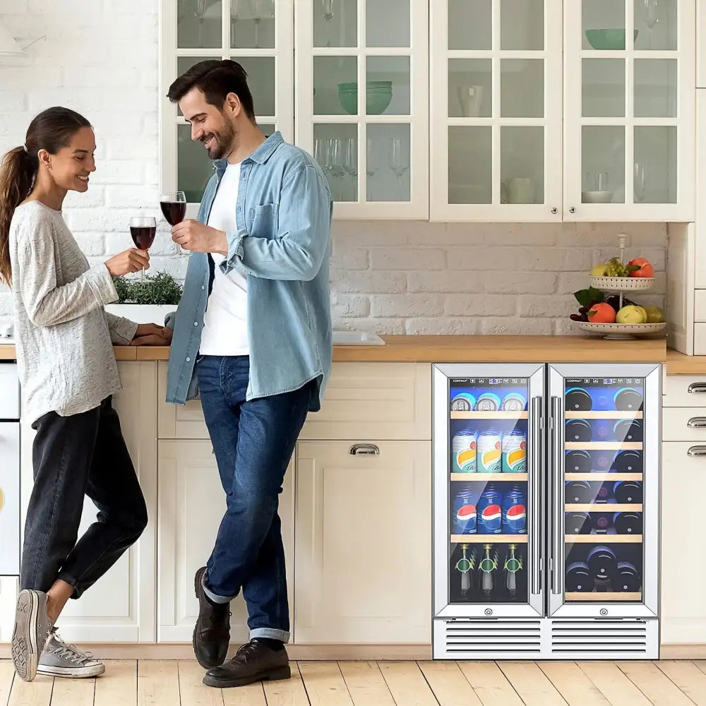 24 Inch Dual Zone Wine and Beverage Cooler-Silver Costway