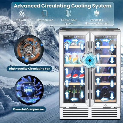 24 Inch Dual Zone Wine and Beverage Cooler-Silver Costway