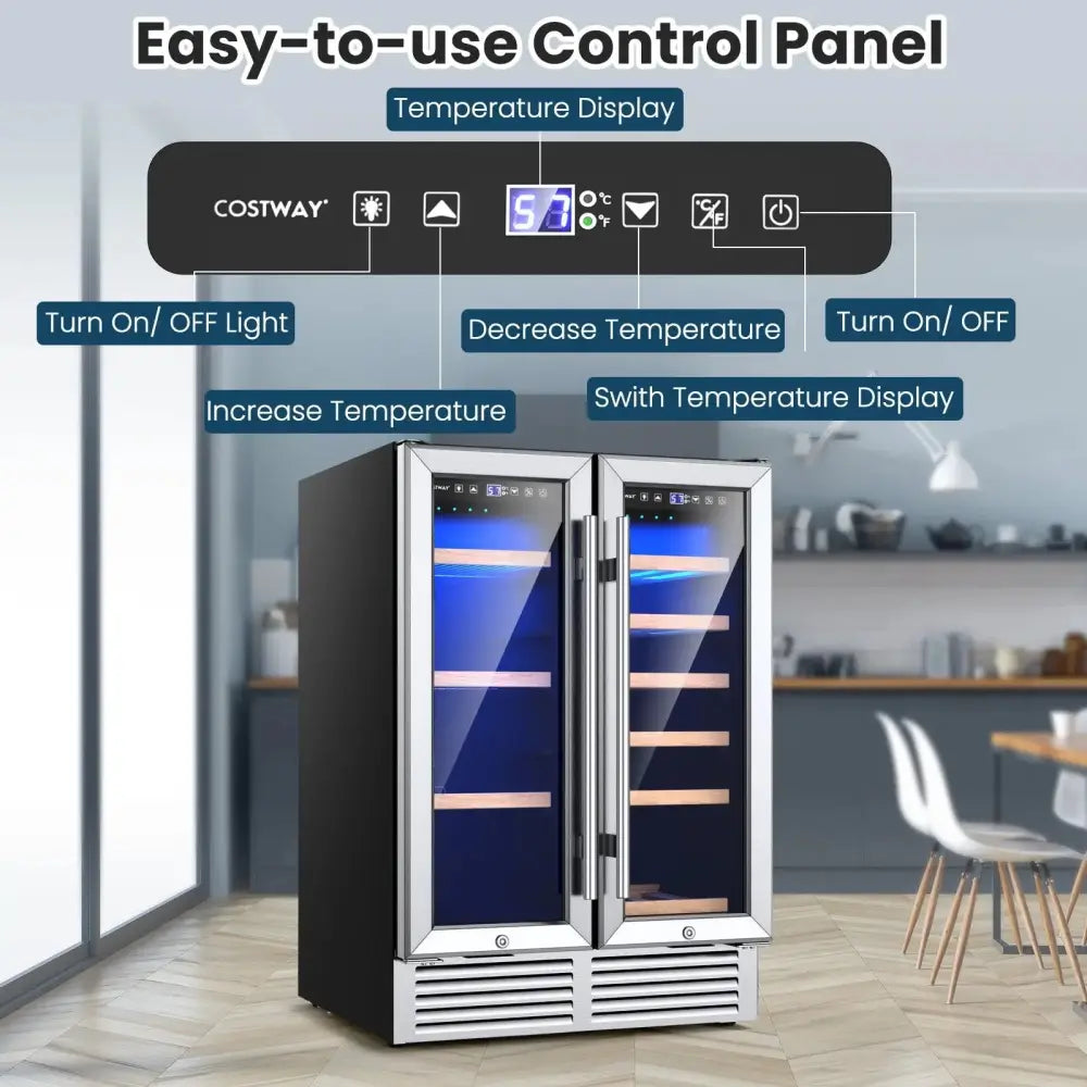 24 Inch Dual Zone Wine and Beverage Cooler-Silver Costway