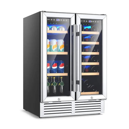 24 Inch Dual Zone Wine and Beverage Cooler-Silver Costway