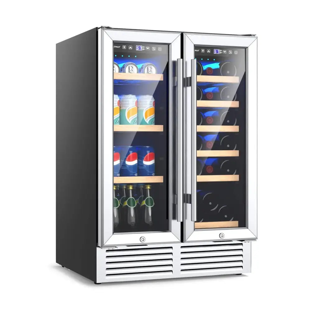 24 Inch Dual Zone Wine and Beverage Cooler-Silver Costway