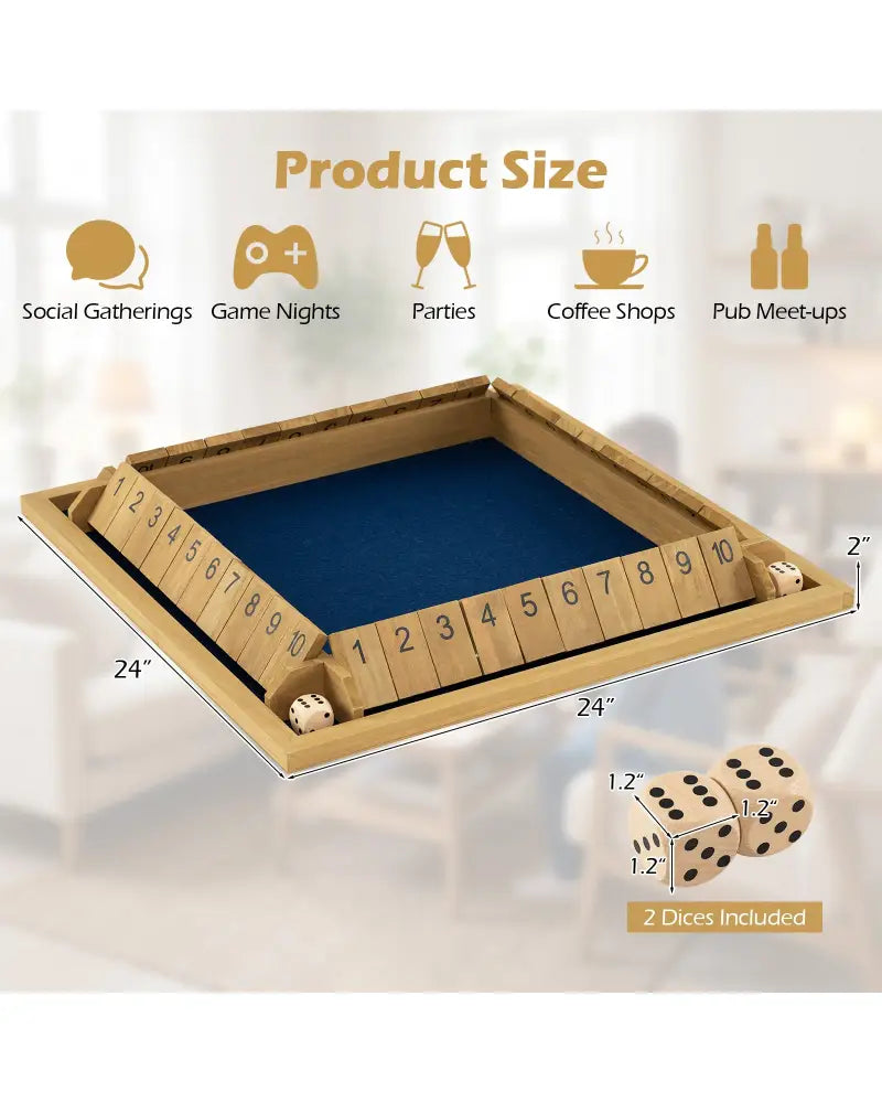 24 Inch Extra-Large Shut The Box Game for 2-4 Players - Learning Toys