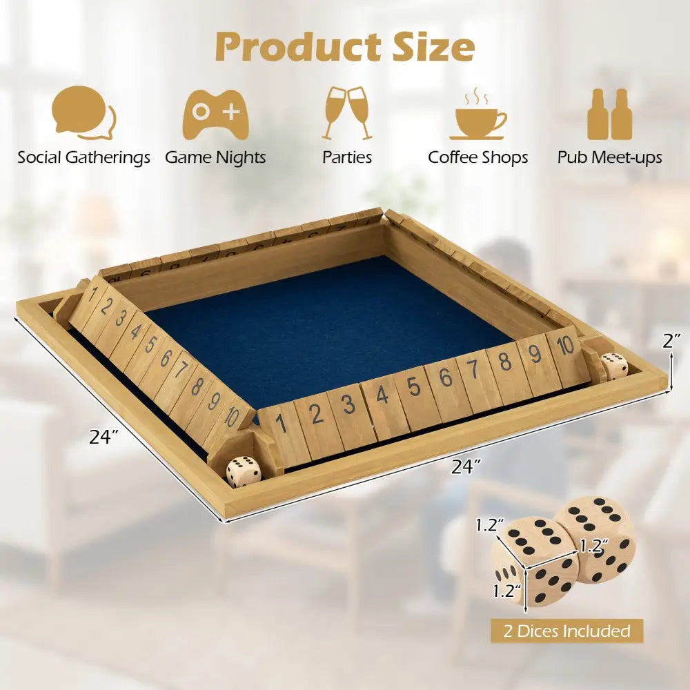 24 Inch Extra-Large Shut The Box Game for 2-4 Players - Learning Toys