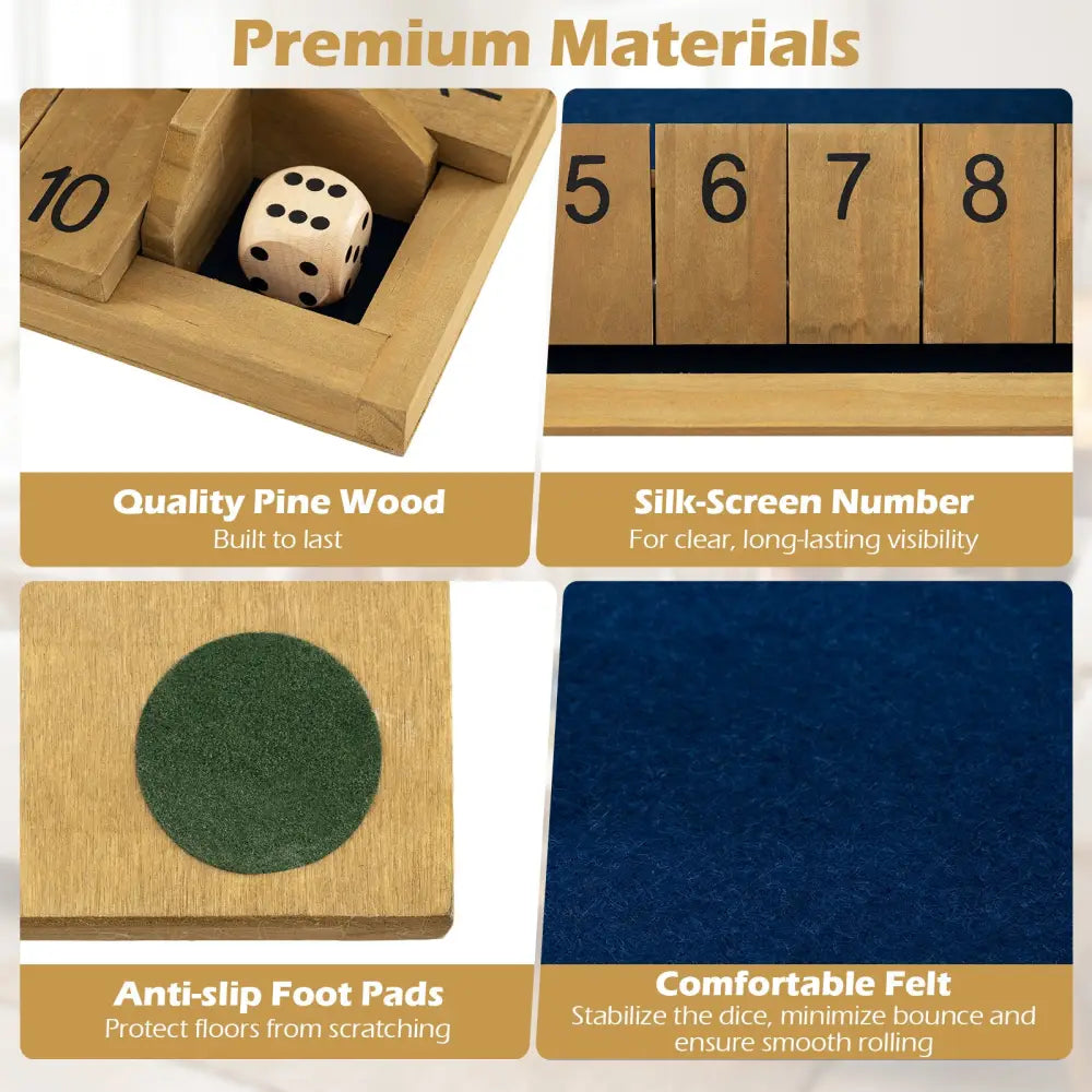 24 Inch Extra-Large Shut The Box Game for 2-4 Players - Learning Toys