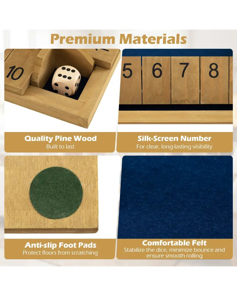 24 Inch Extra-Large Shut The Box Game for 2-4 Players - Learning Toys