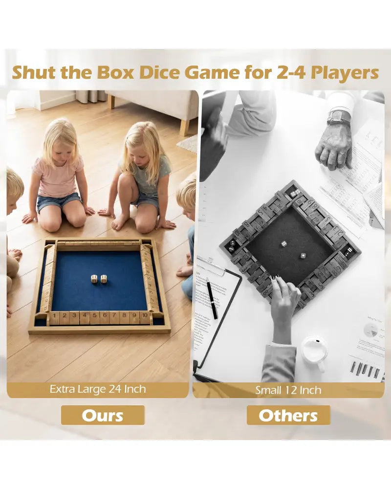24 Inch Extra-Large Shut The Box Game for 2-4 Players - Learning Toys
