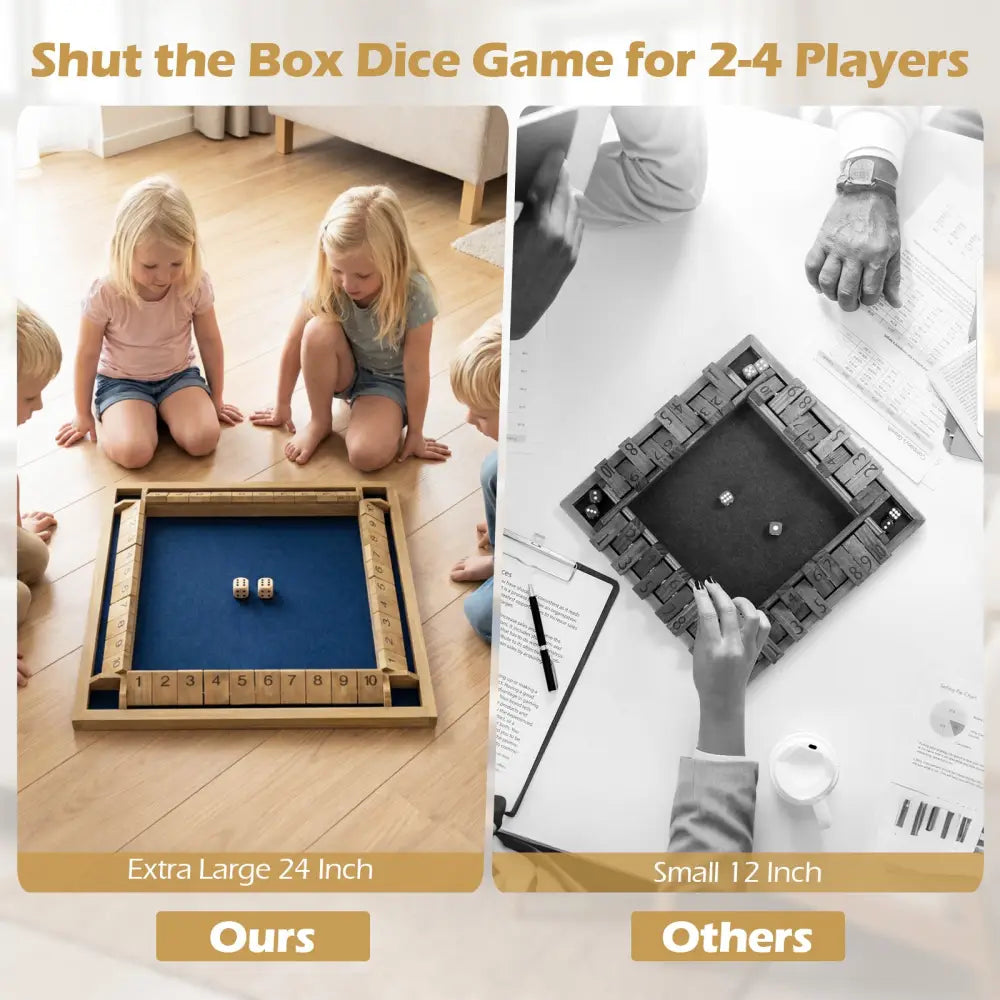 24 Inch Extra-Large Shut The Box Game for 2-4 Players - Learning Toys