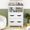24 Inch Floor Cabinet with 2 Open Compartments and 2 Drawers-White - White - Floor Cabinets