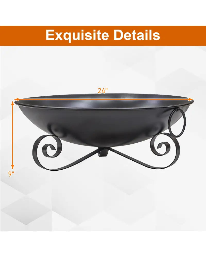 24 Inch Heavy-Duty Metal Fire Pit Bowl Outdoor Wood-Burning Firepit with Handles - Fire Pits