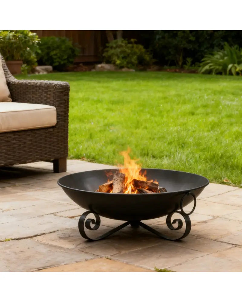 24 Inch Heavy-Duty Metal Fire Pit Bowl Outdoor Wood-Burning Firepit with Handles - Fire Pits
