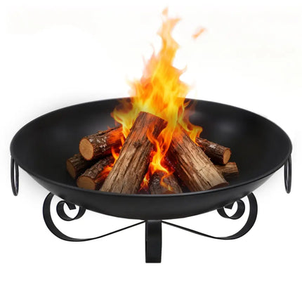 24 Inch Heavy-Duty Metal Fire Pit Bowl Outdoor Wood-Burning Firepit with Handles - Fire Pits