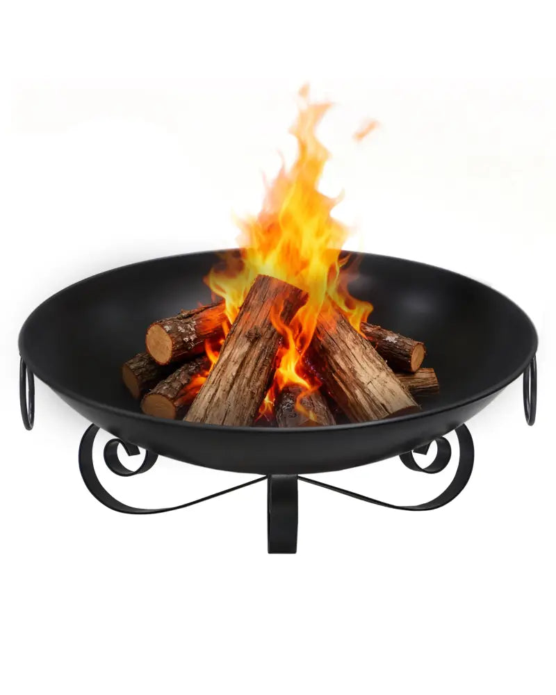 24 Inch Heavy-Duty Metal Fire Pit Bowl Outdoor Wood-Burning Firepit with Handles - Fire Pits