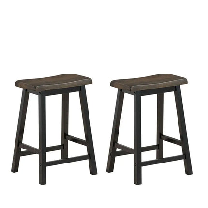 24 Inch Height Set of 2 Home Kitchen Dining Room Bar Stools-Brown - Gray - Bar Stools