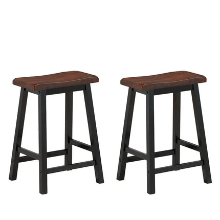 24 Inch Height Set of 2 Home Kitchen Dining Room Bar Stools-Coffee - Brown - Bar Stools