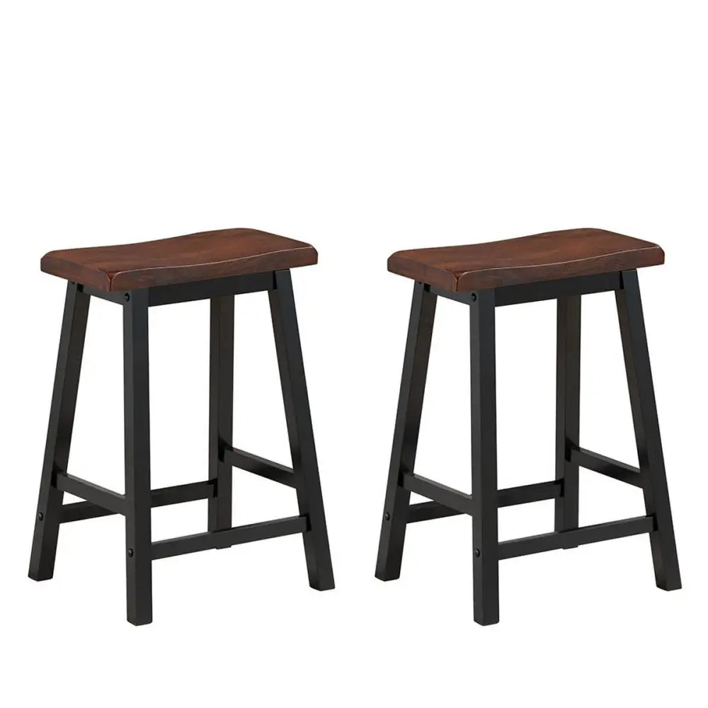 24 Inch Height Set of 2 Home Kitchen Dining Room Bar Stools-Coffee - Brown - Bar Stools