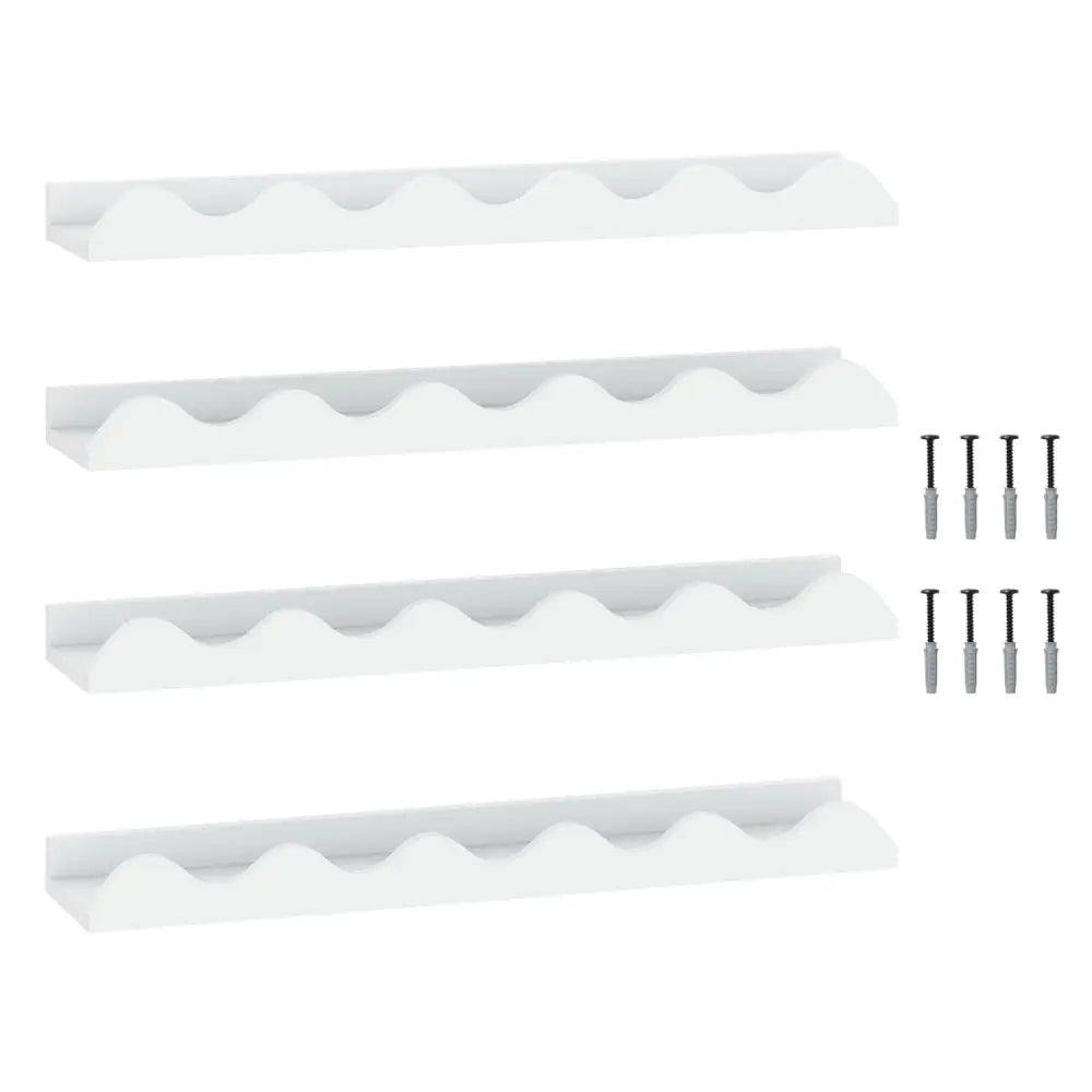 24 Inch Kids Bookshelf Set of 4 Wall-Mounted Picture Ledge Shelf-White - White - Bookcases