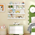 24 Inch Kids Bookshelf Set of 4 Wall-Mounted Picture Ledge Shelf-White - White - Bookcases