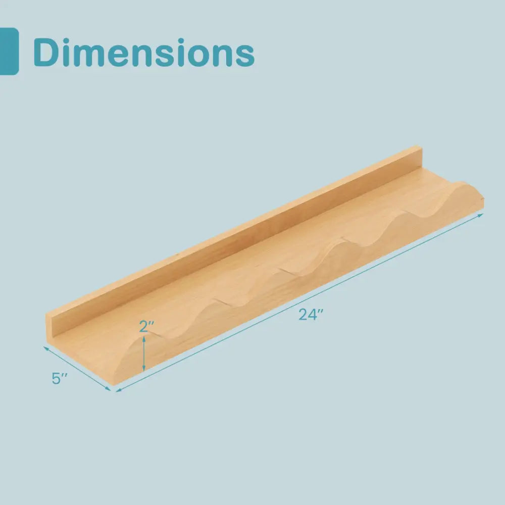24 Inch Kids Bookshelf Set of 4 Wall-Mounted Picture Ledge Shelf-Natural - Natural - Bookcases