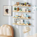 24 Inch Kids Bookshelf Set of 4 Wall-Mounted Picture Ledge Shelf-Natural - Natural - Bookcases