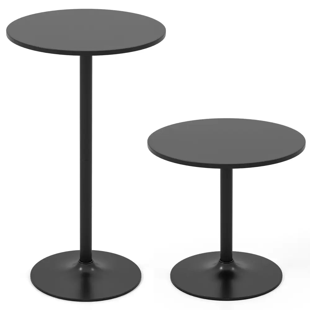 24 Inch Modern Round Cocktail Table with Metal Base and MDF Top-Set of 2 Costway