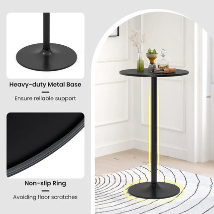 24 Inch Modern Round Cocktail Table with Metal Base and MDF Top-Set of 2 Costway