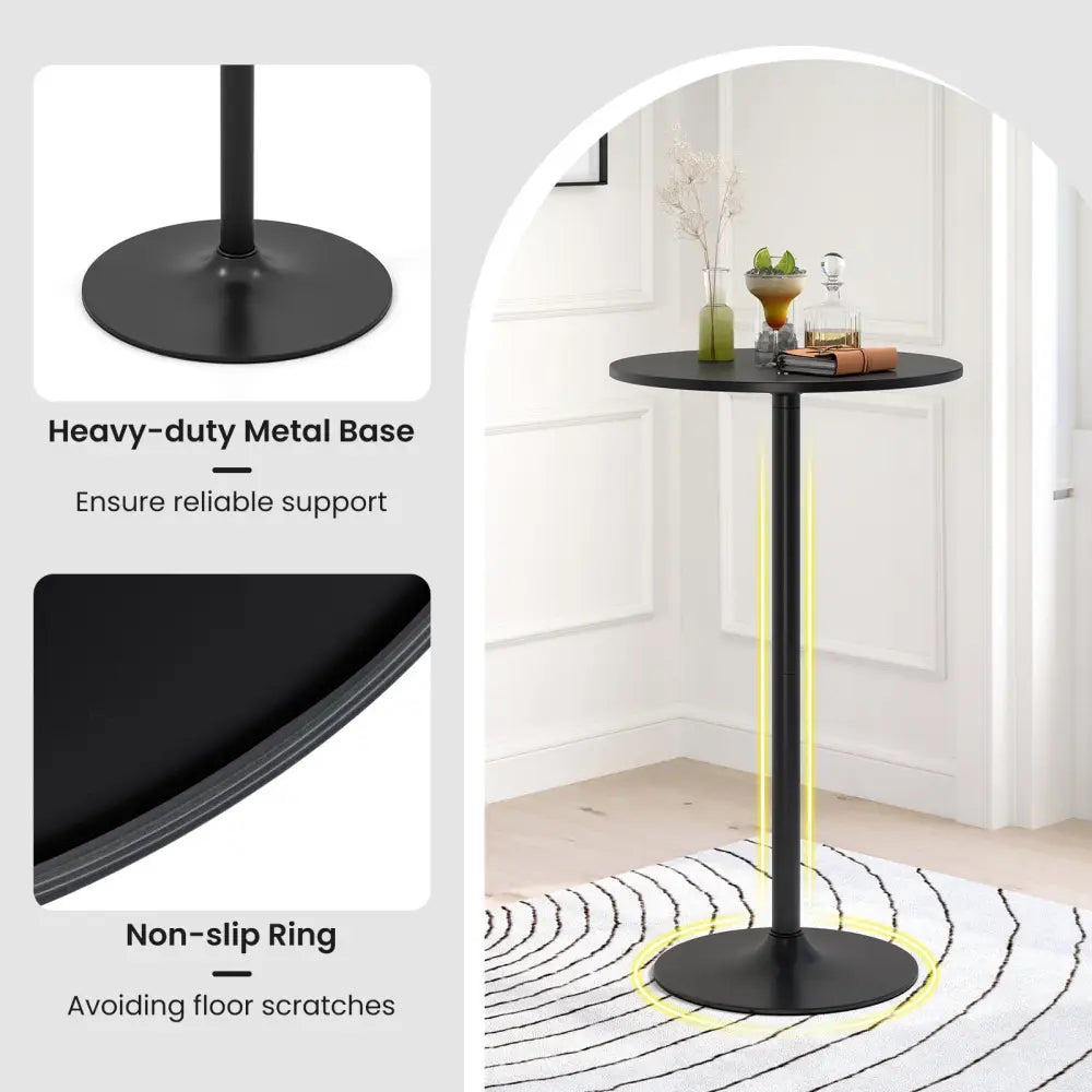 24 Inch Modern Round Cocktail Table with Metal Base and MDF Top-Set of 2 Costway