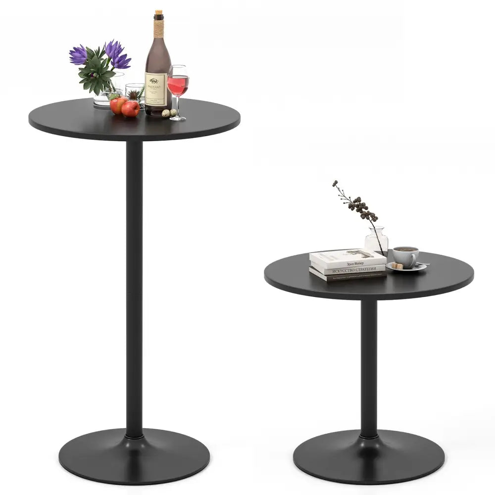 24 Inch Modern Round Cocktail Table with Metal Base and MDF Top-Set of 2 Costway