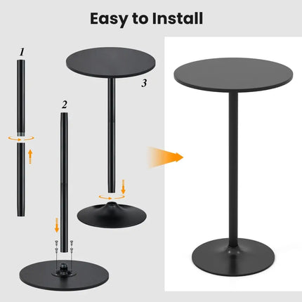 24 Inch Modern Round Cocktail Table with Metal Base and MDF Top-Set of 2 Costway