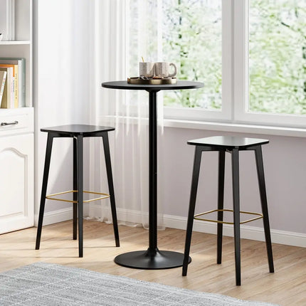 24 Inch Modern Round Cocktail Table with Metal Base and MDF Top-Set of 2 Costway