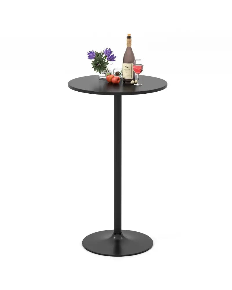 24 Inch Modern Style Round Cocktail Table with Metal Base and MDF Top-1 piece - Black - Bar Tables