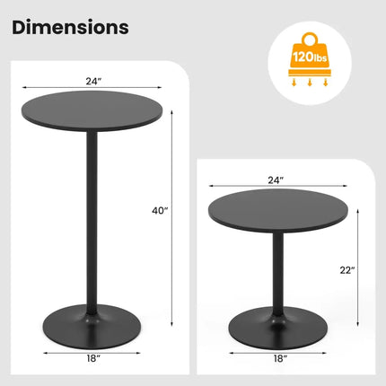 24 Inch Modern Style Round Cocktail Table with Metal Base and MDF Top-1 piece Costway