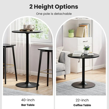 24 Inch Modern Style Round Cocktail Table with Metal Base and MDF Top-1 piece Costway