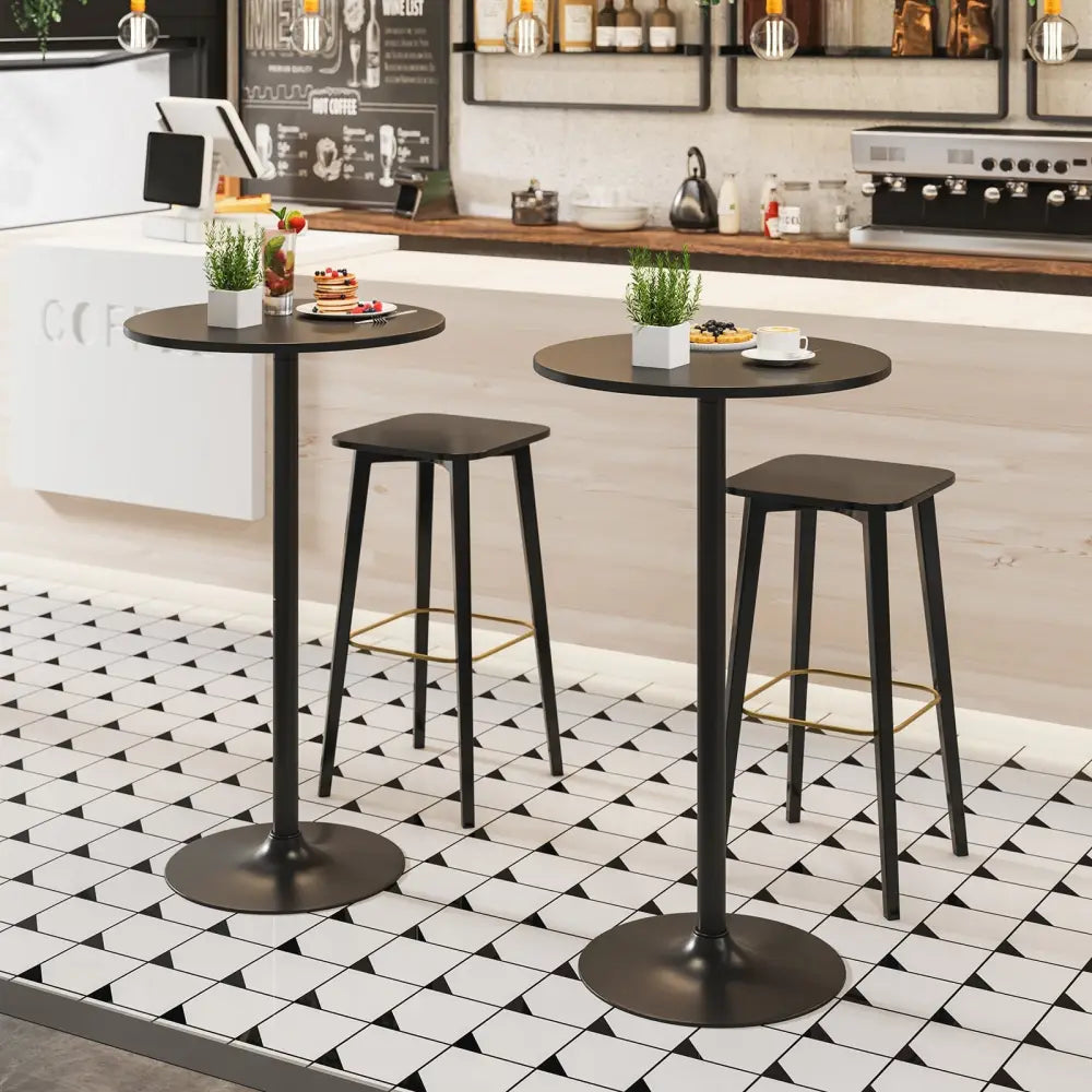 24 Inch Modern Style Round Cocktail Table with Metal Base and MDF Top-1 piece Costway