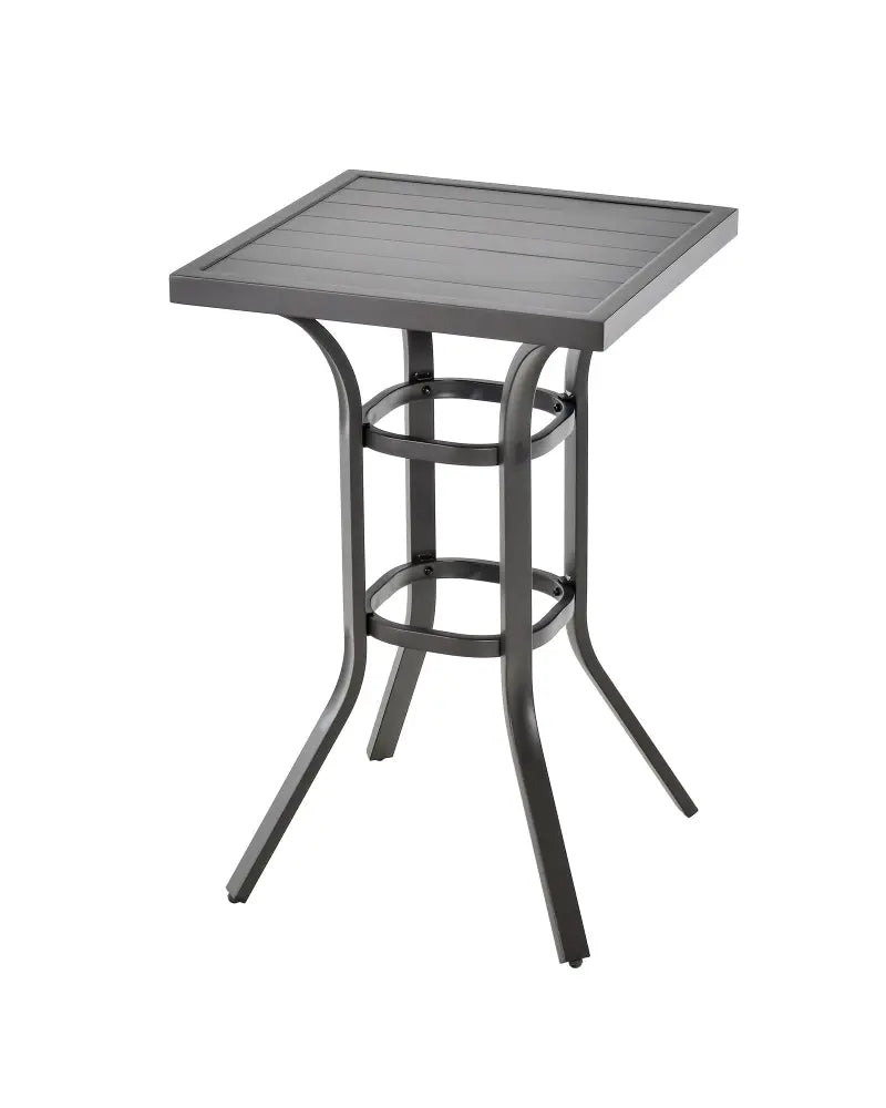 24 Inch Patio Bar Height Table with Aluminum Tabletop and Adjustable Foot Pads - Black - Patio Bar Furniture