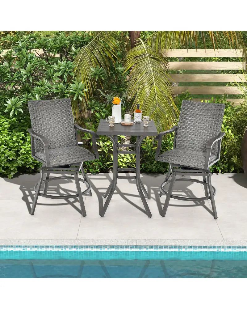 24 Inch Patio Bar Height Table with Aluminum Tabletop and Adjustable Foot Pads - Black - Patio Bar Furniture