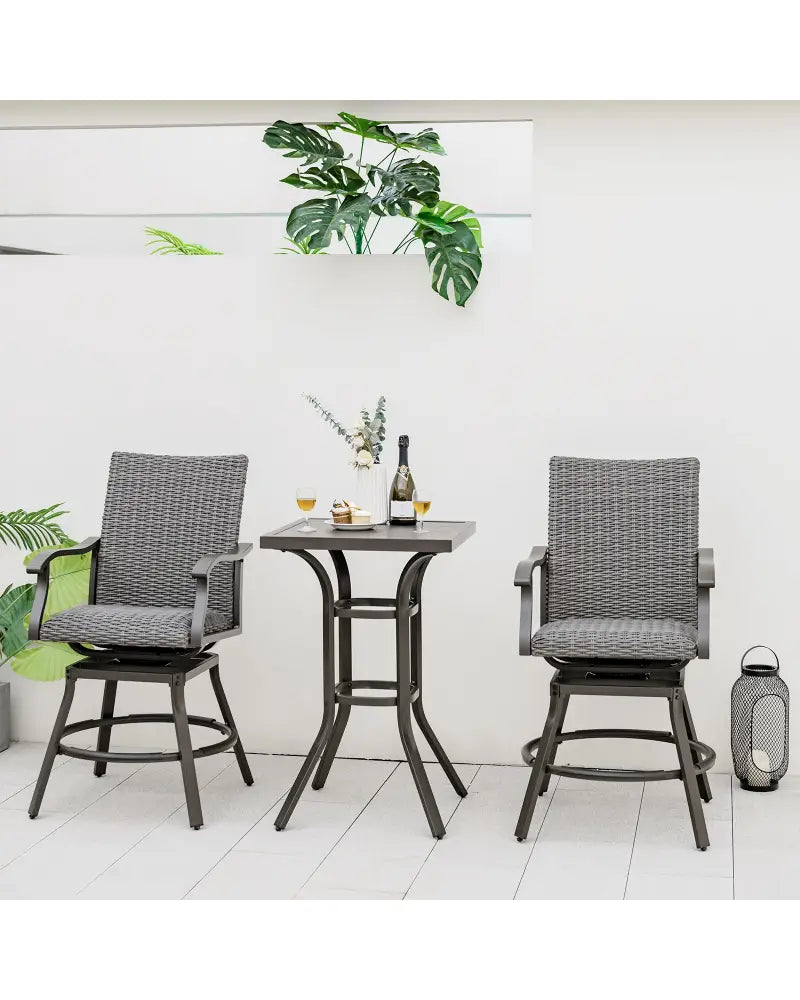 24 Inch Patio Bar Height Table with Aluminum Tabletop and Adjustable Foot Pads - Black - Patio Bar Furniture