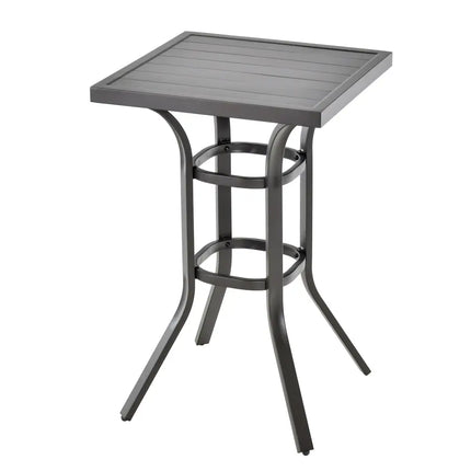 24 Inch Patio Bar Height Table with Aluminum Tabletop and Adjustable Foot Pads - Black - Patio Bar Furniture