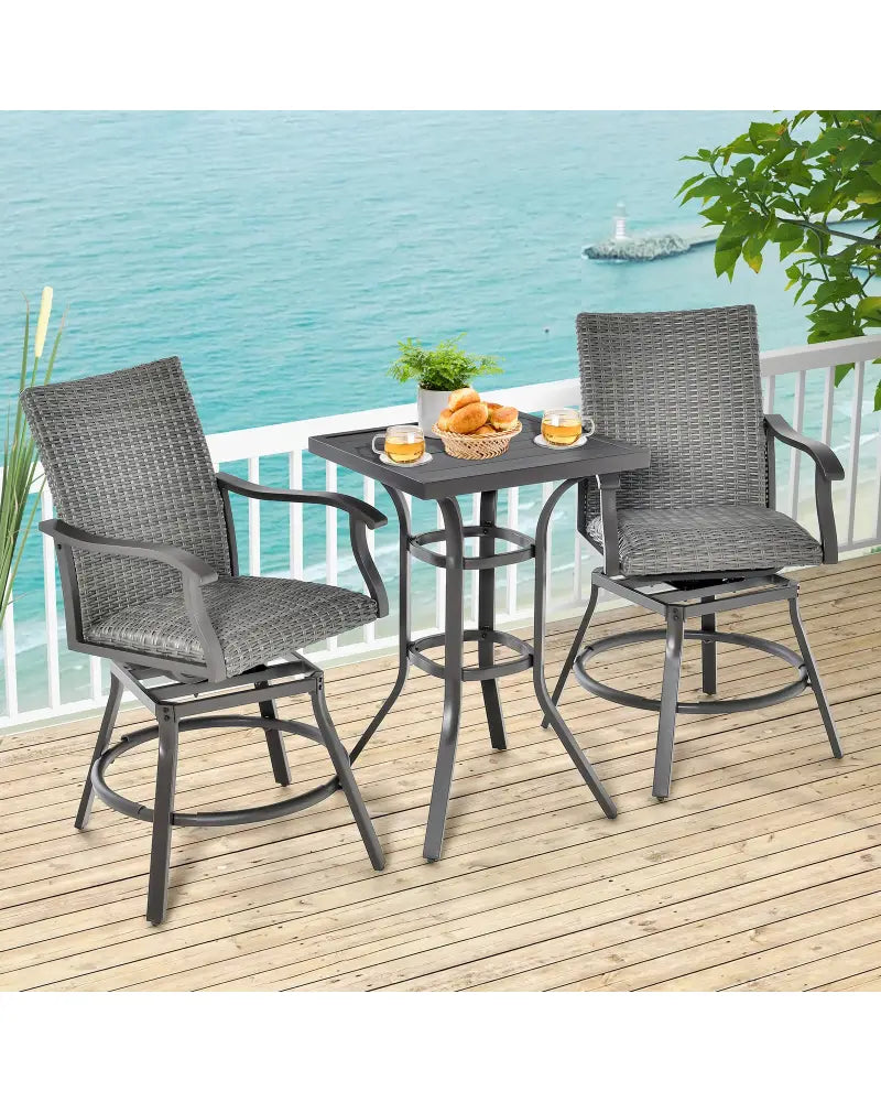 24 Inch Patio Bar Height Table with Aluminum Tabletop and Adjustable Foot Pads - Black - Patio Bar Furniture