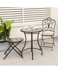 24 Inch Patio Bistro Table with Ceramic Tile Tabletop-Black - Black - Patio Coffee Tables