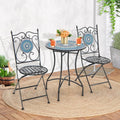 24 Inch Patio Bistro Table with Ceramic Tile Tabletop-Multicolor - Multicolor - Patio Coffee Tables