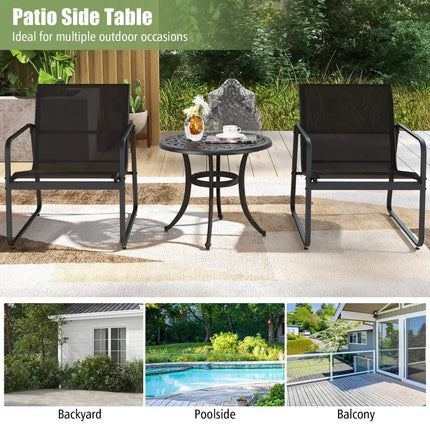 24 Inch Patio Side Table with Adjustable Footpads for Poolside Backyard Balcony-Rustic Brown - Rustic Brown - Patio