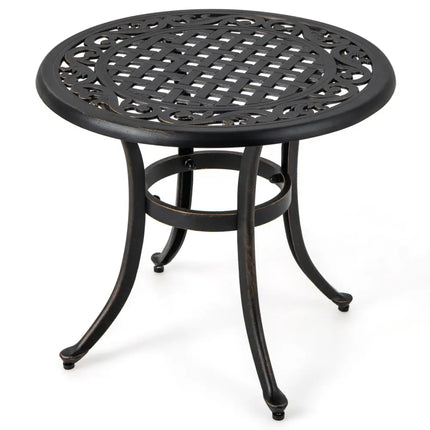 24 Inch Patio Side Table with Adjustable Footpads for Poolside Backyard Balcony-Rustic Brown - Rustic Brown - Patio