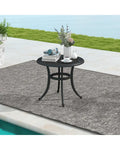 24 Inch Patio Side Table with Adjustable Footpads for Poolside Backyard Balcony-Rustic Brown - Rustic Brown - Patio