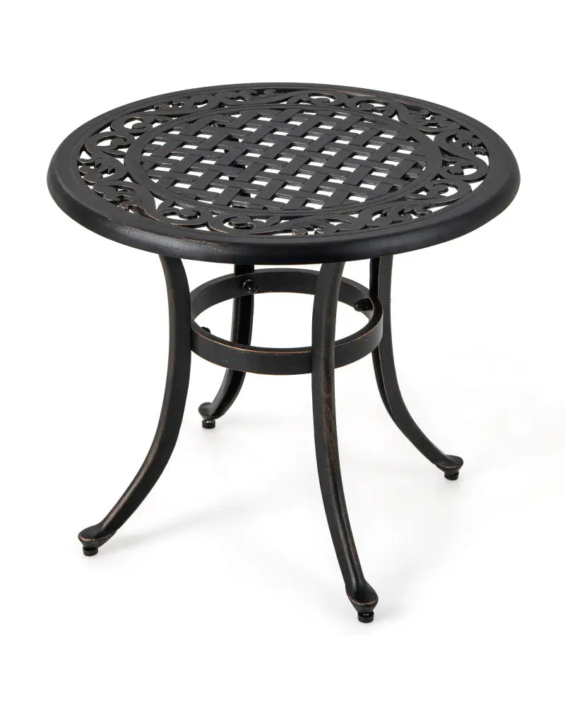 24 Inch Patio Side Table with Adjustable Footpads for Poolside Backyard Balcony-Rustic Brown - Rustic Brown - Patio