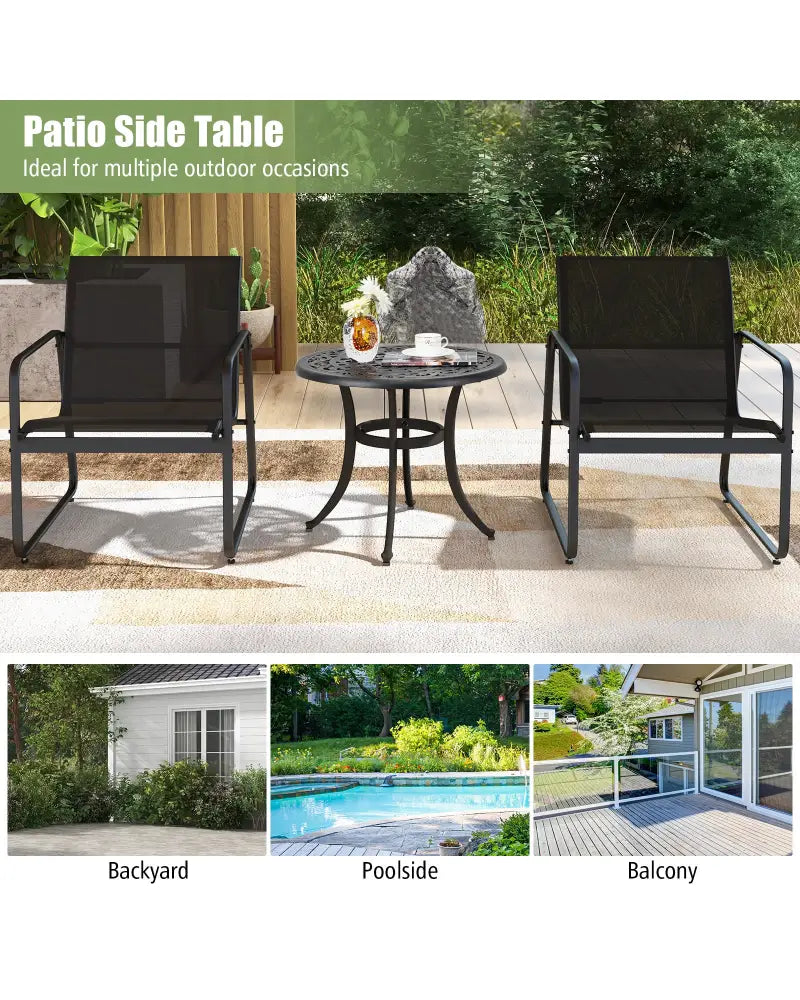 24 Inch Patio Side Table with Adjustable Footpads for Poolside Backyard Balcony-Rustic Brown - Rustic Brown - Patio