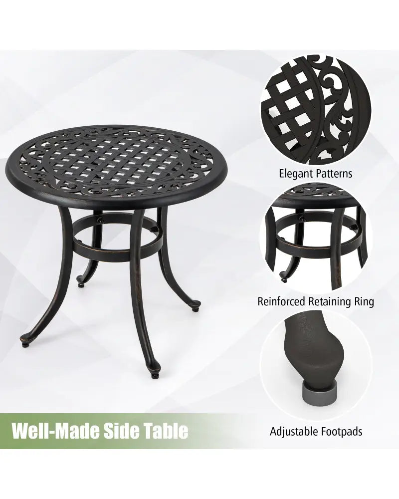 24 Inch Patio Side Table with Adjustable Footpads for Poolside Backyard Balcony-Rustic Brown - Rustic Brown - Patio
